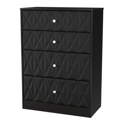 San Jose Tall Chest of Drawers Black 4 Drawers 77cm