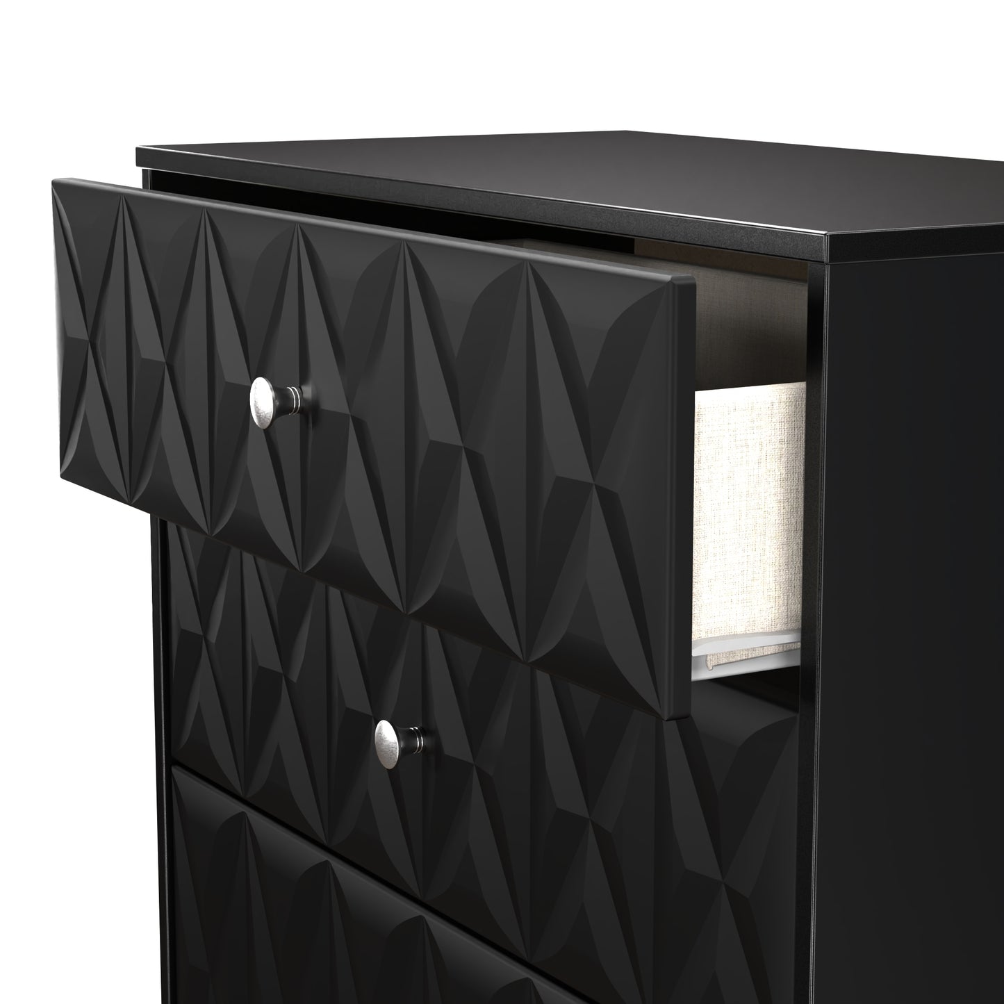 San Jose Tall Chest of Drawers Black 4 Drawers 77cm