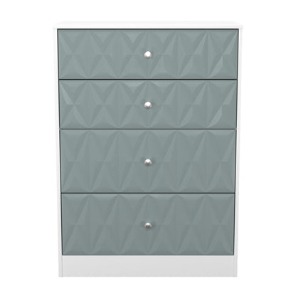 San Jose Tall Chest of Drawers Teal & White 4 Drawers 77cm