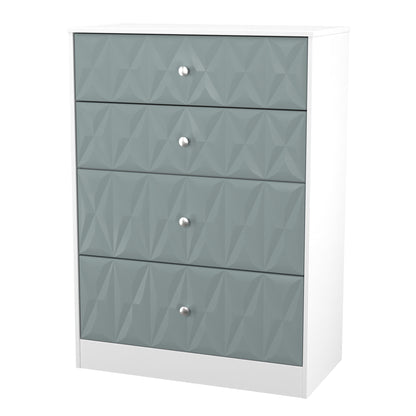 San Jose Tall Chest of Drawers Teal & White 4 Drawers 77cm