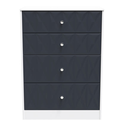 San Jose Tall Chest of Drawers Dark Grey & White 4 Drawers 77cm