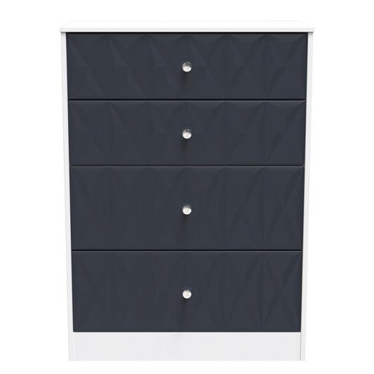 San Jose Tall Chest of Drawers Dark Grey & White 4 Drawers 77cm