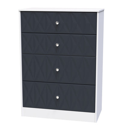 San Jose Tall Chest of Drawers Dark Grey & White 4 Drawers 77cm