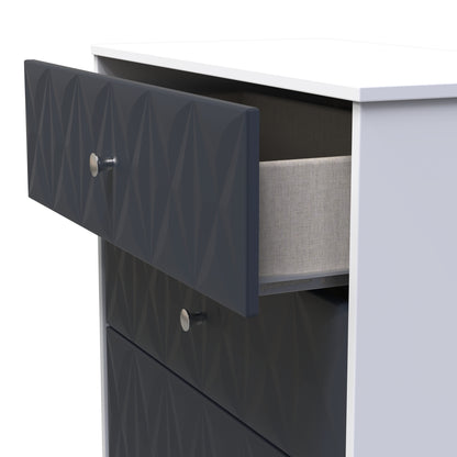 San Jose Tall Chest of Drawers Dark Grey & White 4 Drawers 77cm