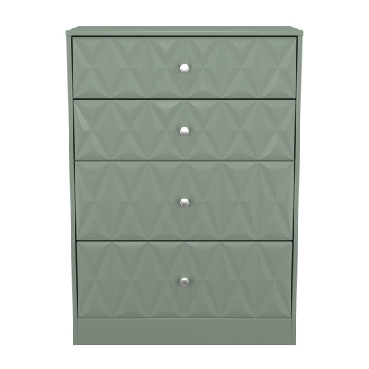 San Jose Tall Chest of Drawers Green 4 Drawers 77cm