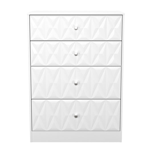 San Jose Tall Chest of Drawers White 4 Drawers 77cm