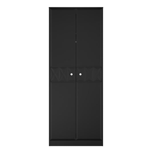 San Jose Tall Wardrobe Black 2 Doors 1 Shelf 77cm
