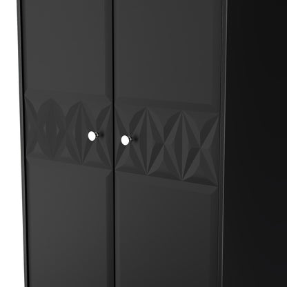 San Jose Tall Wardrobe Black 2 Doors 1 Shelf 77cm
