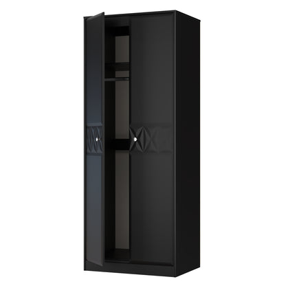 San Jose Tall Wardrobe Black 2 Doors 1 Shelf 77cm