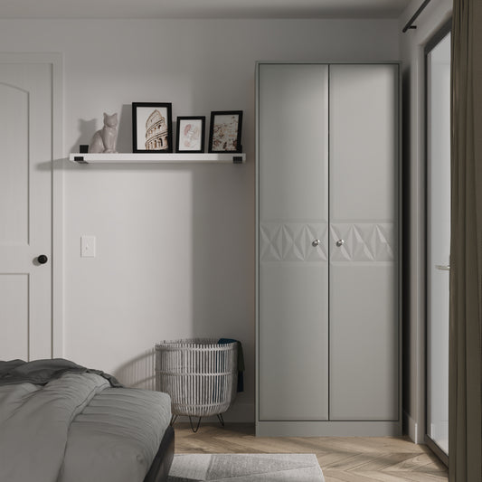 San Jose Tall Wardrobe Grey 2 Doors 1 Shelf 77cm