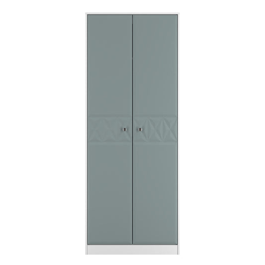San Jose Tall Wardrobe Teal & White 2 Doors 1 Shelf 77cm