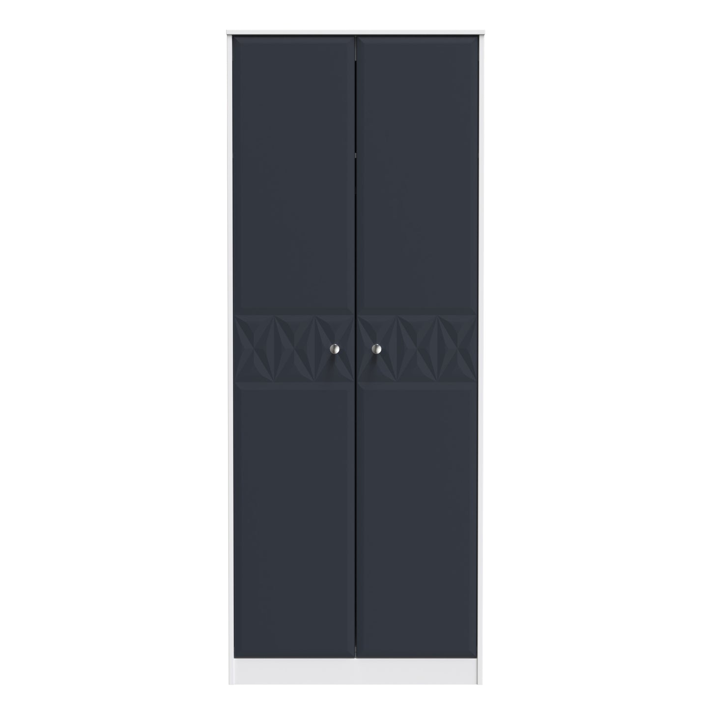 San Jose Tall Wardrobe Dark Grey & White 2 Doors 1 Shelf 77cm