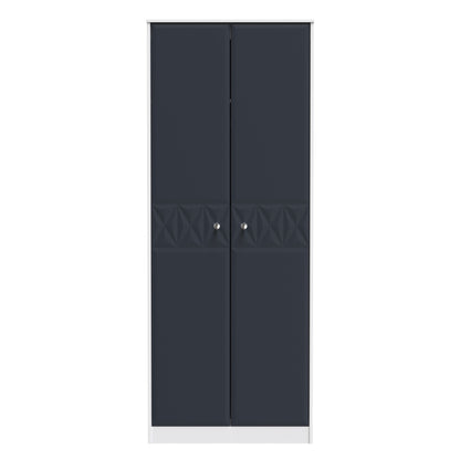 San Jose Tall Wardrobe Dark Grey & White 2 Doors 1 Shelf 77cm