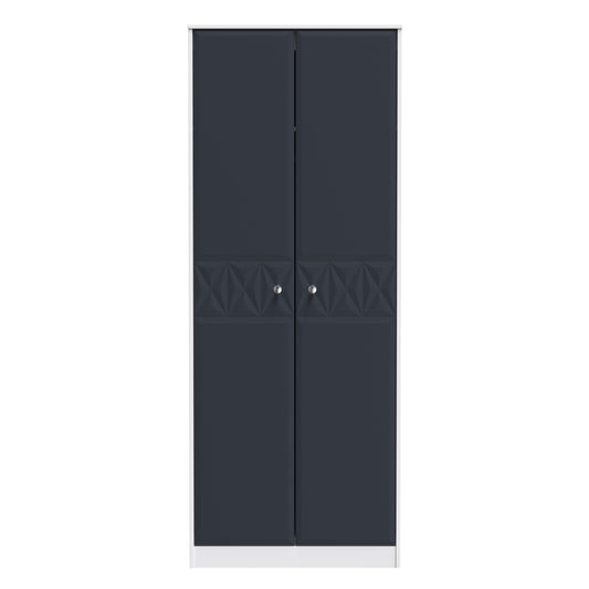 San Jose Tall Wardrobe Dark Grey & White 2 Doors 1 Shelf 77cm