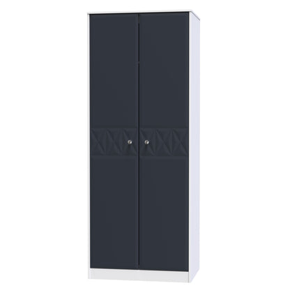 San Jose Tall Wardrobe Dark Grey & White 2 Doors 1 Shelf 77cm
