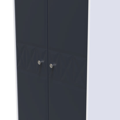 San Jose Tall Wardrobe Dark Grey & White 2 Doors 1 Shelf 77cm