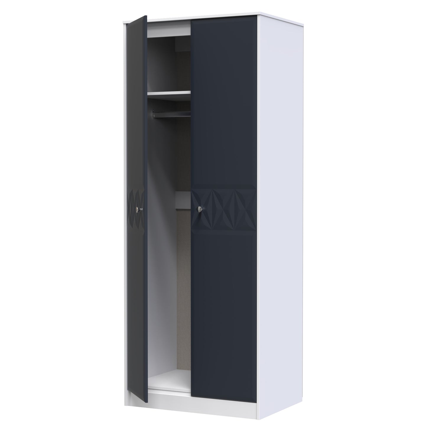 San Jose Tall Wardrobe Dark Grey & White 2 Doors 1 Shelf 77cm