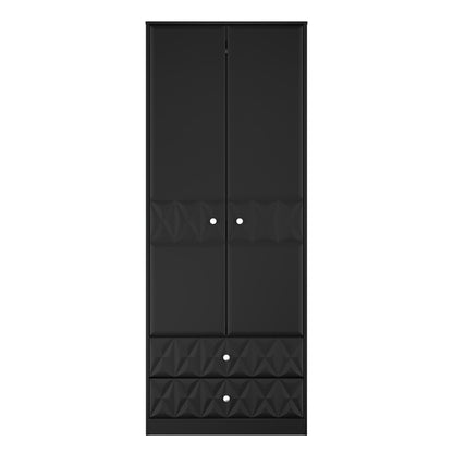 San Jose Tall Wardrobe Black 2 Doors 2 Drawers 77cm