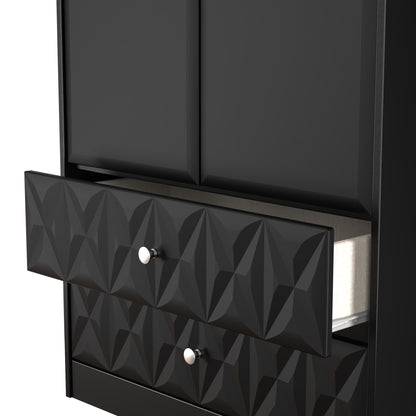 San Jose Tall Wardrobe Black 2 Doors 2 Drawers 77cm