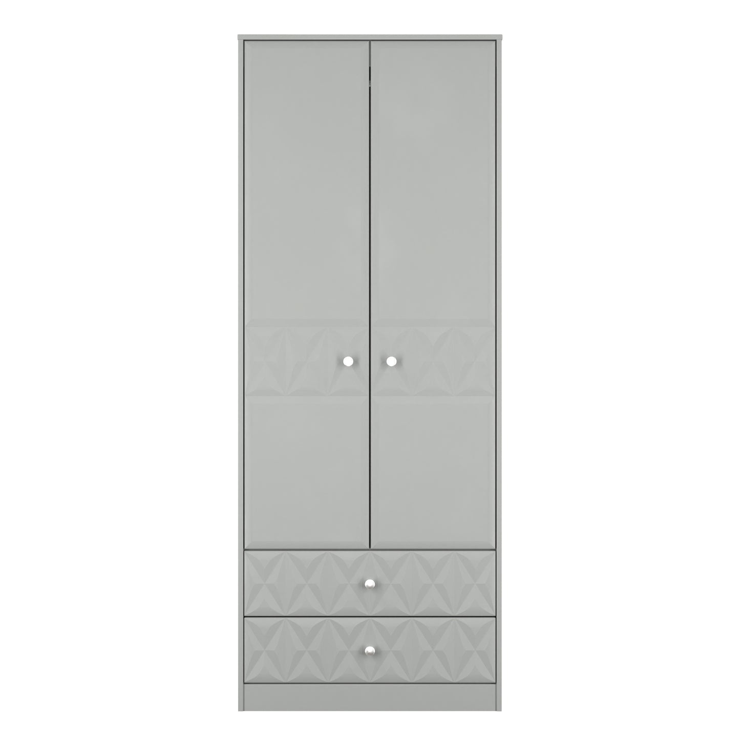 San Jose Tall Wardrobe Grey 2 Doors 2 Drawers 77cm