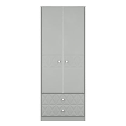 San Jose Tall Wardrobe Grey 2 Doors 2 Drawers 77cm