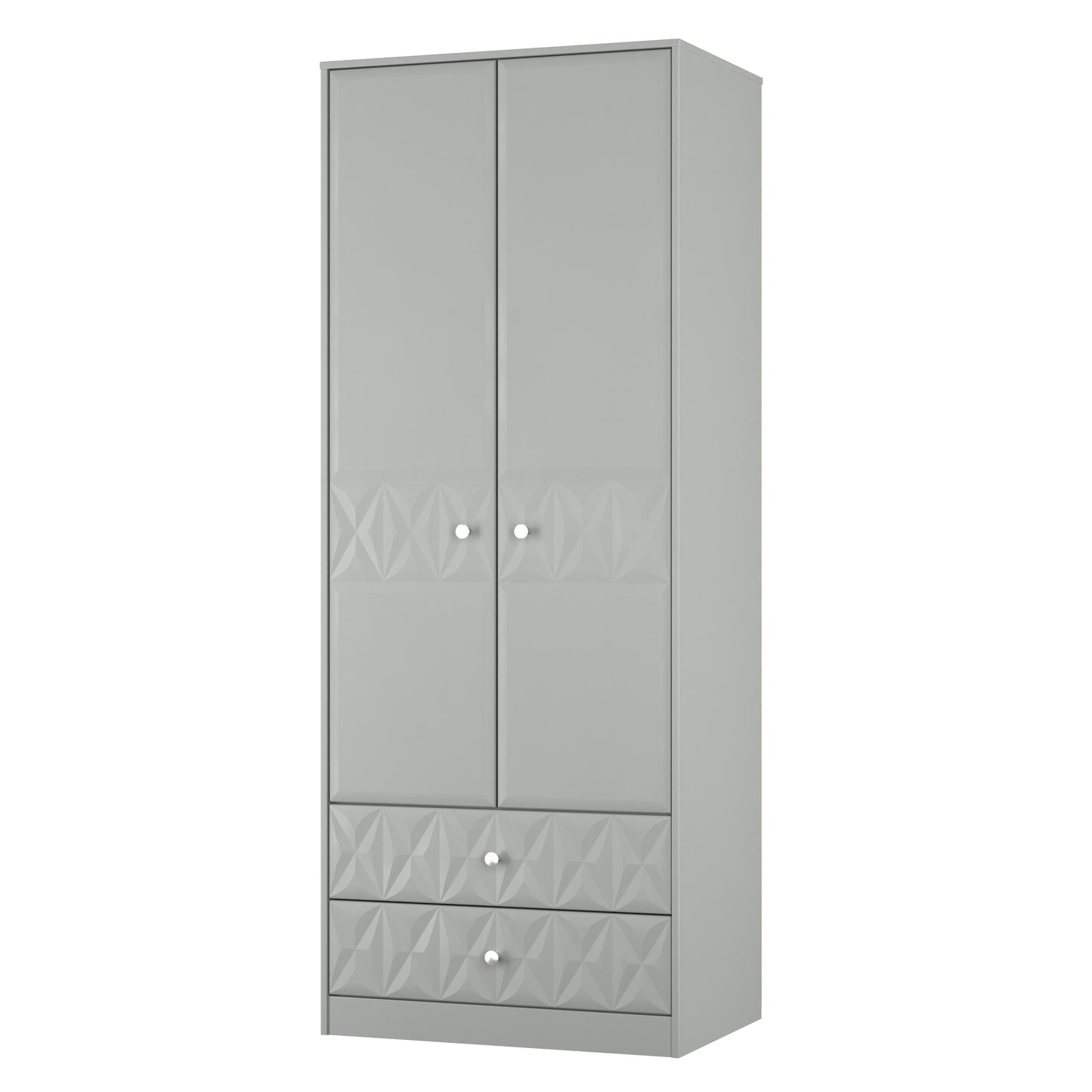 San Jose Tall Wardrobe Grey 2 Doors 2 Drawers 77cm