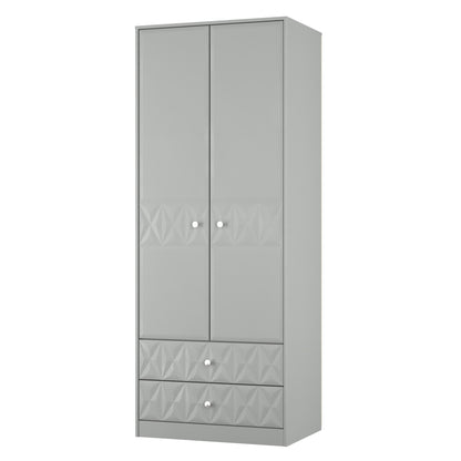 San Jose Tall Wardrobe Grey 2 Doors 2 Drawers 77cm