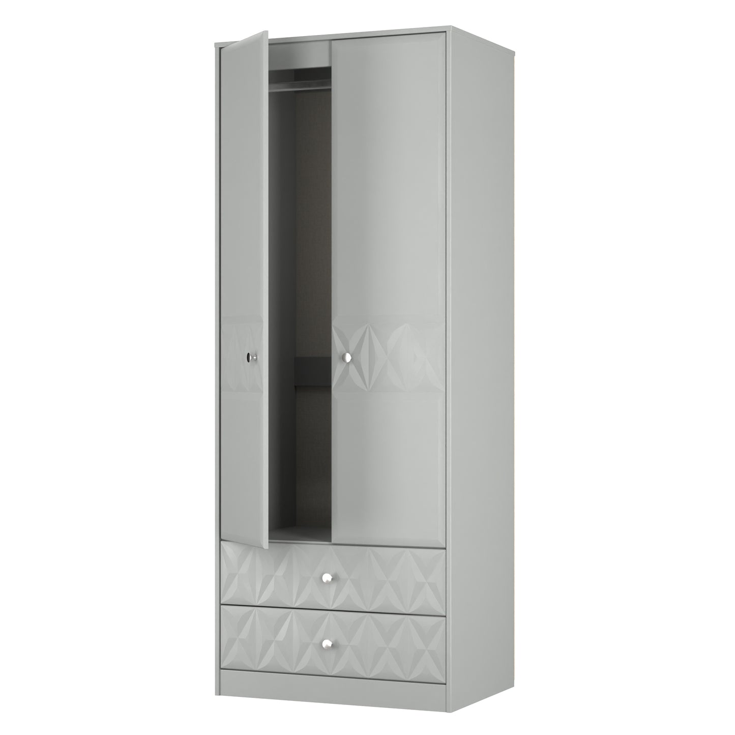 San Jose Tall Wardrobe Grey 2 Doors 2 Drawers 77cm