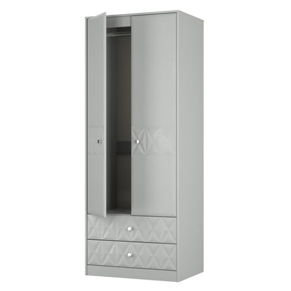 San Jose Tall Wardrobe Grey 2 Doors 2 Drawers 77cm