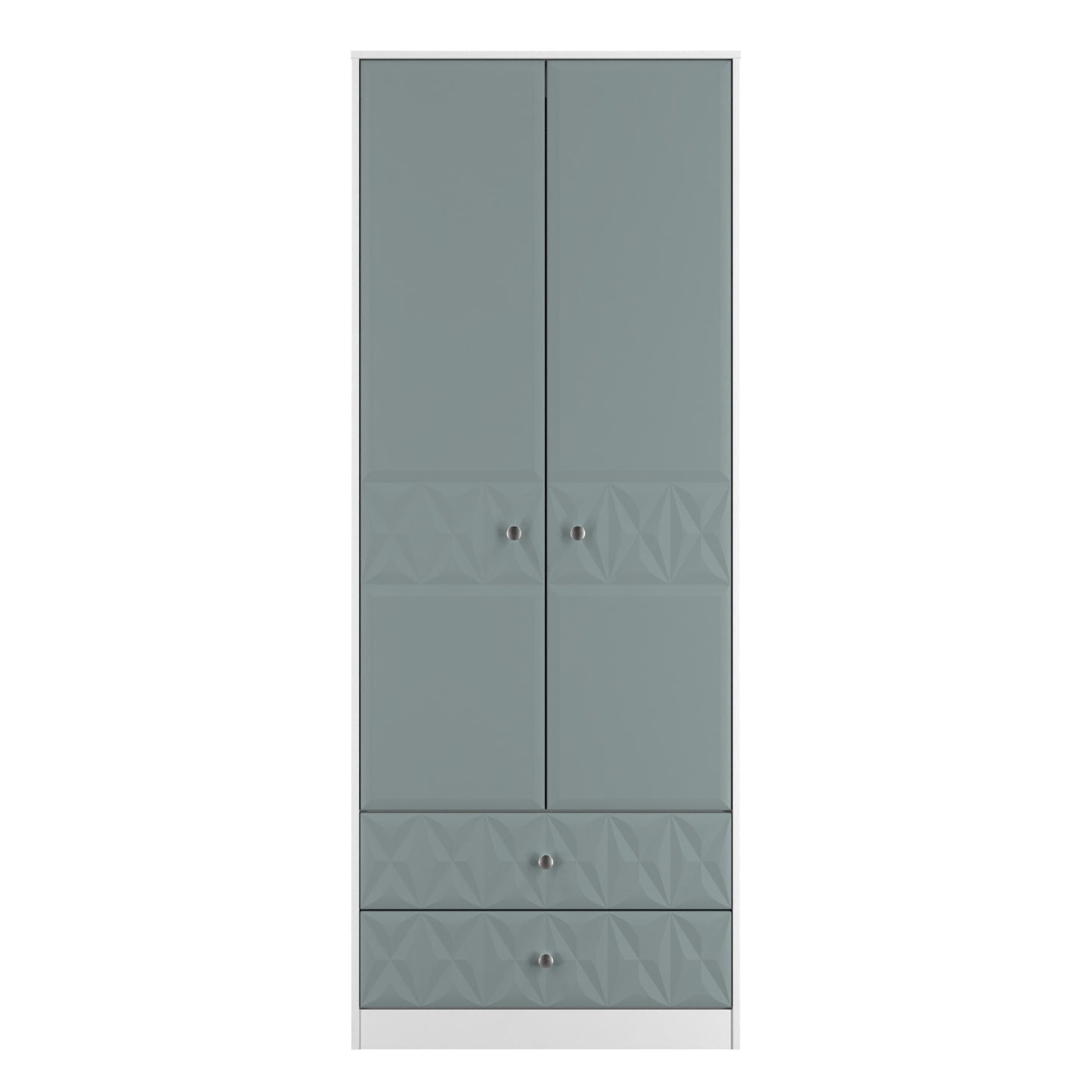 San Jose Tall Wardrobe Teal & White 2 Doors 2 Drawers 77cm