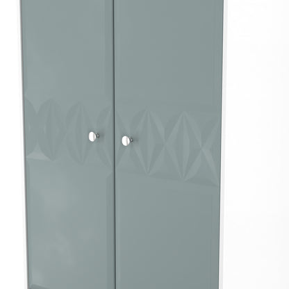 San Jose Tall Wardrobe Teal & White 2 Doors 2 Drawers 77cm