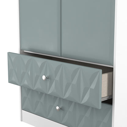San Jose Tall Wardrobe Teal & White 2 Doors 2 Drawers 77cm