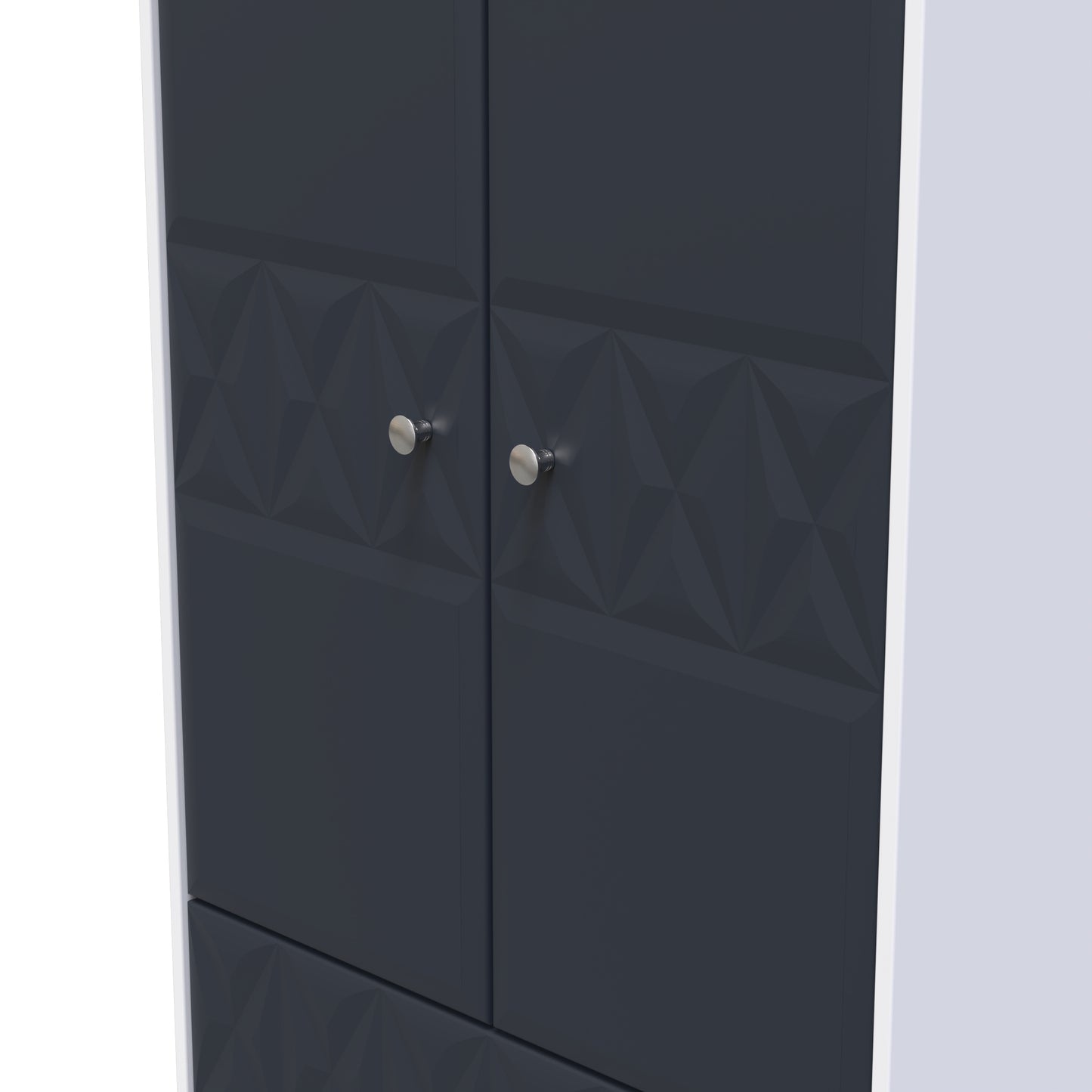 San Jose Tall Wardrobe Dark Grey & White 2 Doors 2 Drawers 77cm