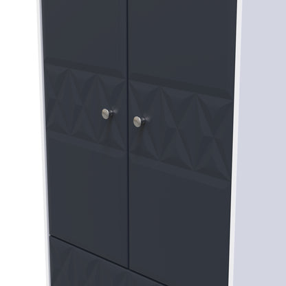 San Jose Tall Wardrobe Dark Grey & White 2 Doors 2 Drawers 77cm