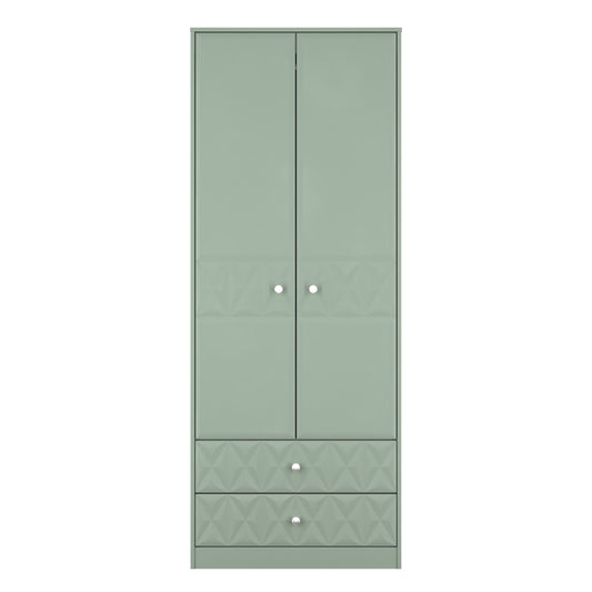 San Jose Tall Wardrobe Green 2 Doors 2 Drawers 77cm