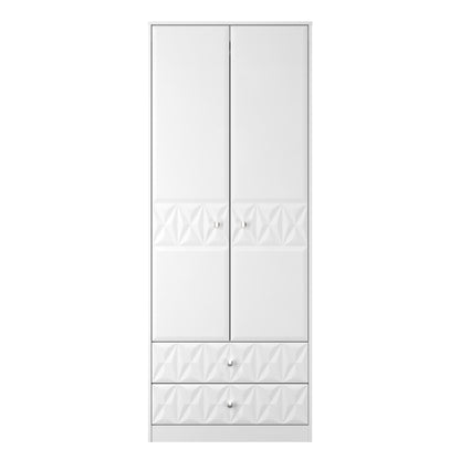 San Jose Tall Wardrobe White 2 Doors 2 Drawers 77cm