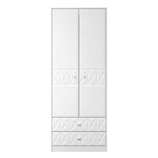San Jose Tall Wardrobe White 2 Doors 2 Drawers 77cm