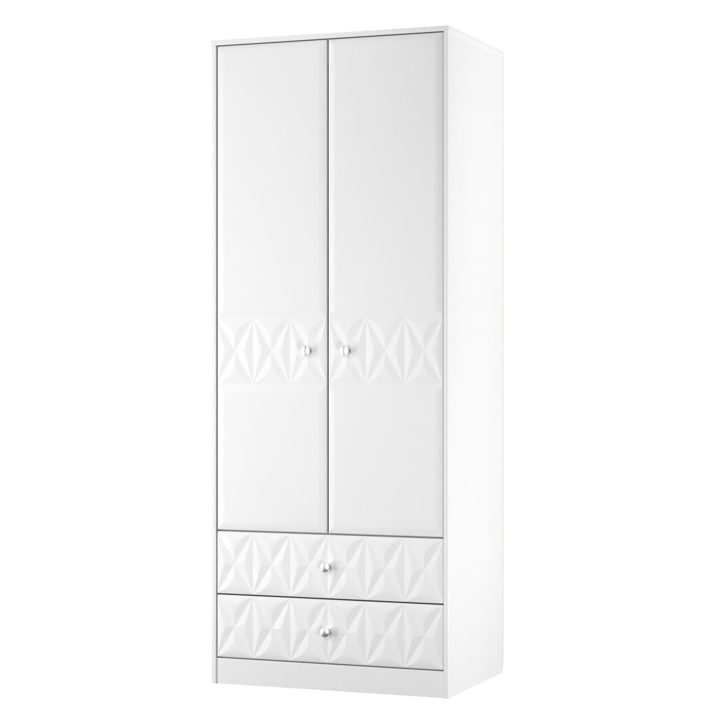 San Jose Tall Wardrobe White 2 Doors 2 Drawers 77cm