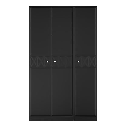 San Jose Tall Wardrobe Black 3 Doors 1 Shelf 116cm