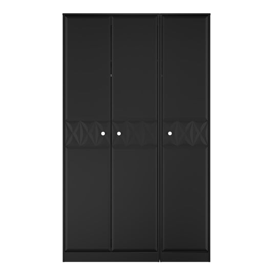San Jose Tall Wardrobe Black 3 Doors 1 Shelf 116cm