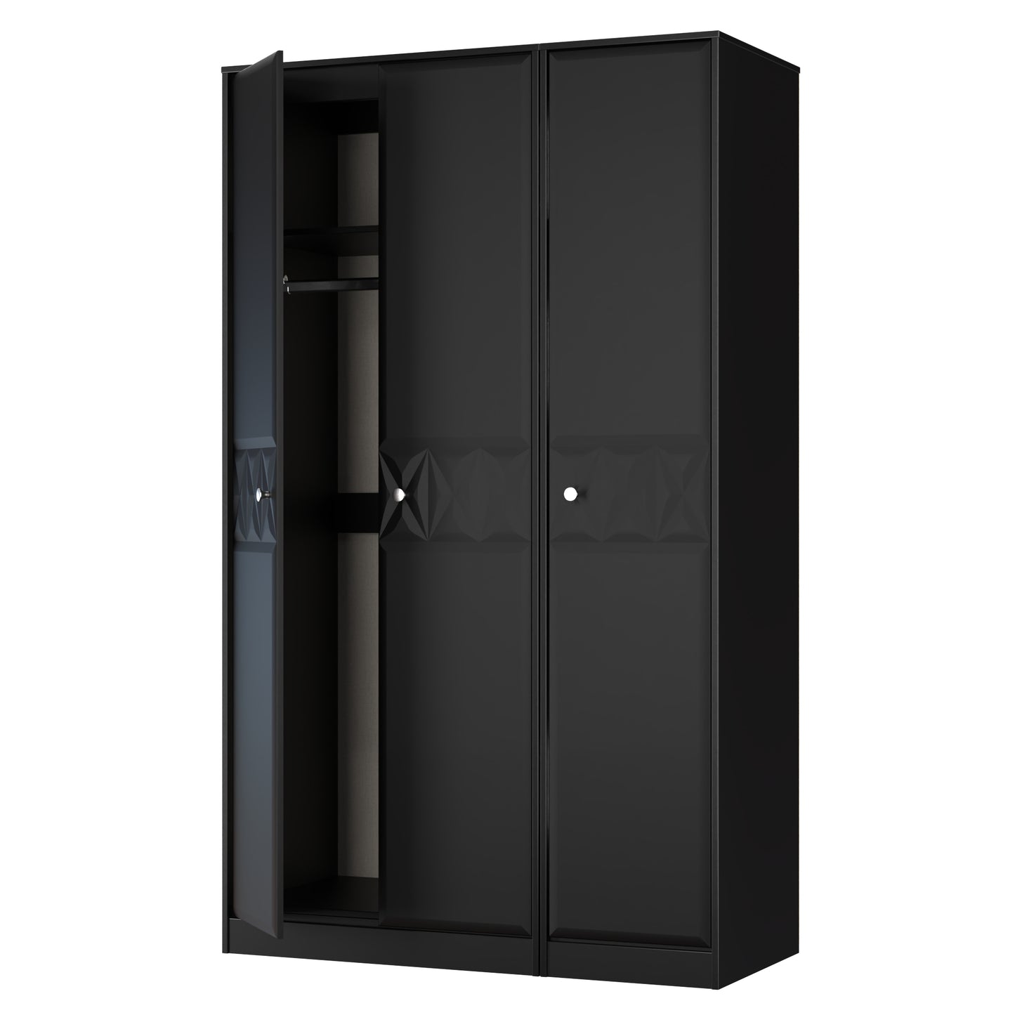 San Jose Tall Wardrobe Black 3 Doors 1 Shelf 116cm