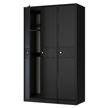 San Jose Tall Wardrobe Black 3 Doors 1 Shelf 116cm