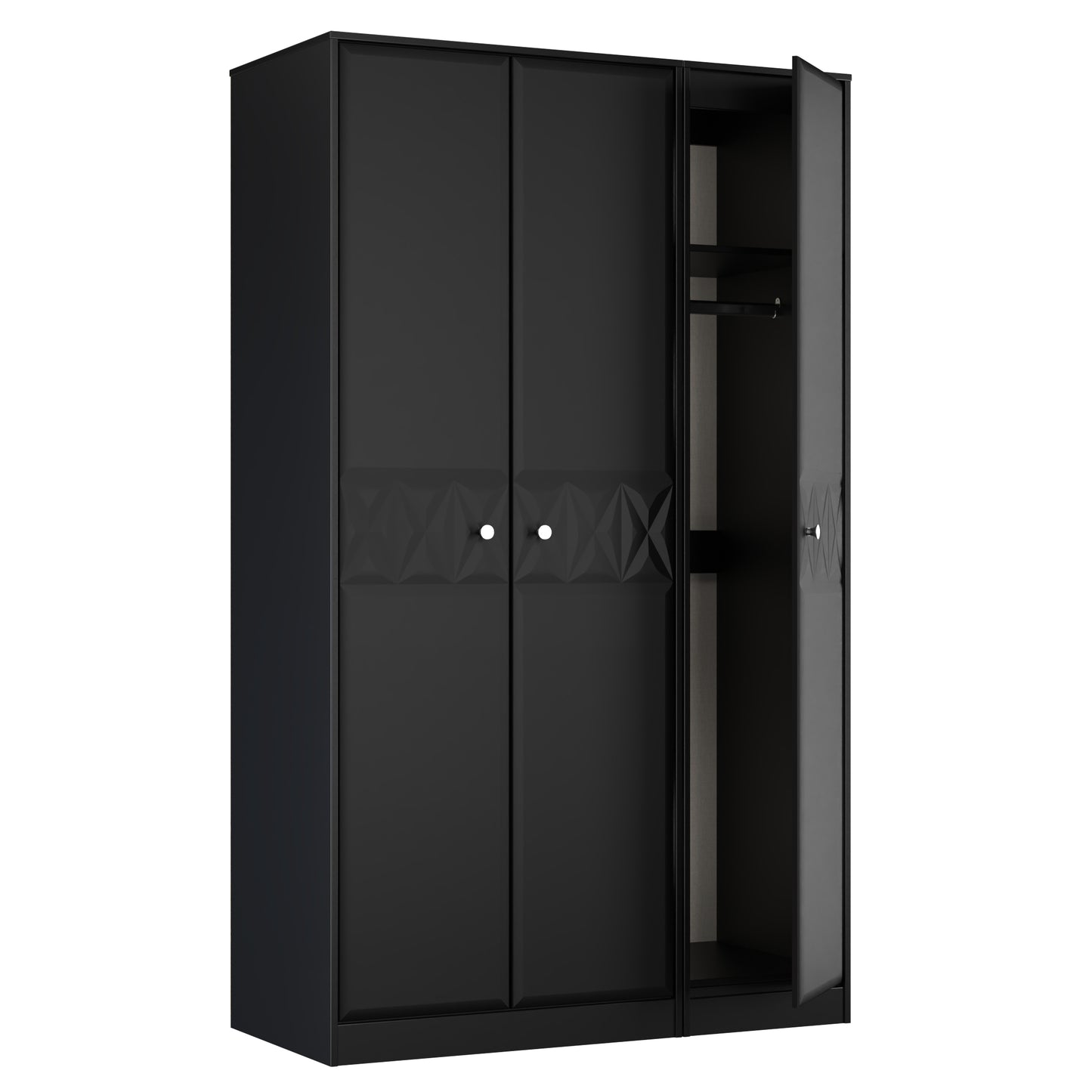 San Jose Tall Wardrobe Black 3 Doors 1 Shelf 116cm