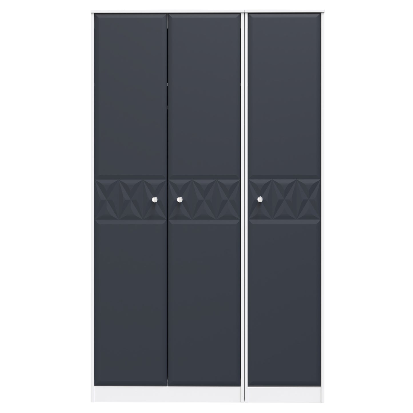 San Jose Tall Wardrobe Dark Grey & White 3 Doors 1 Shelf 116cm