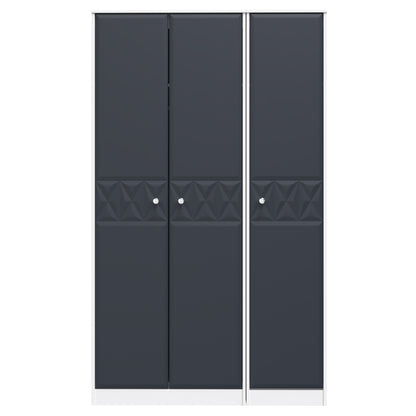 San Jose Tall Wardrobe Dark Grey & White 3 Doors 1 Shelf 116cm