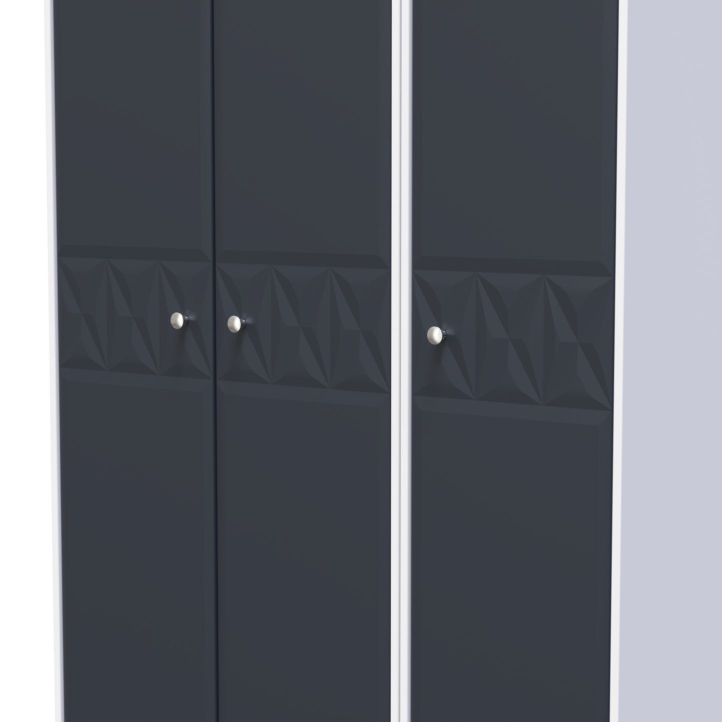 San Jose Tall Wardrobe Dark Grey & White 3 Doors 1 Shelf 116cm