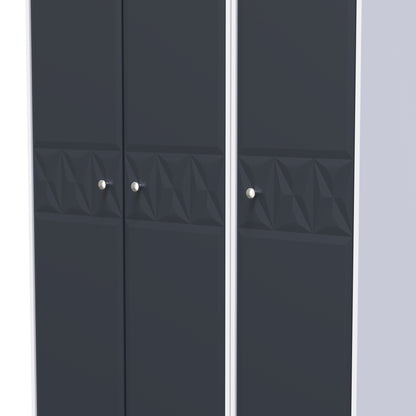 San Jose Tall Wardrobe Dark Grey & White 3 Doors 1 Shelf 116cm