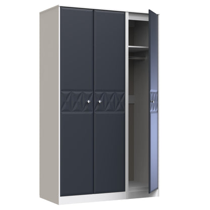 San Jose Tall Wardrobe Dark Grey & White 3 Doors 1 Shelf 116cm