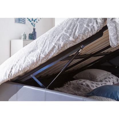 Winston King Size Ottoman Bed Faux Leather Grey 3 x 7ft