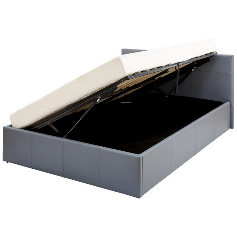 Winston King Size Ottoman Bed Faux Leather Grey 3 x 7ft